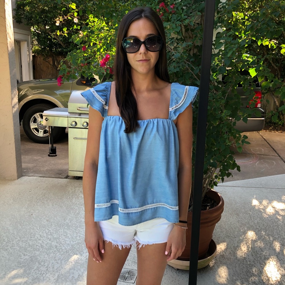 Chambray Babydoll Top